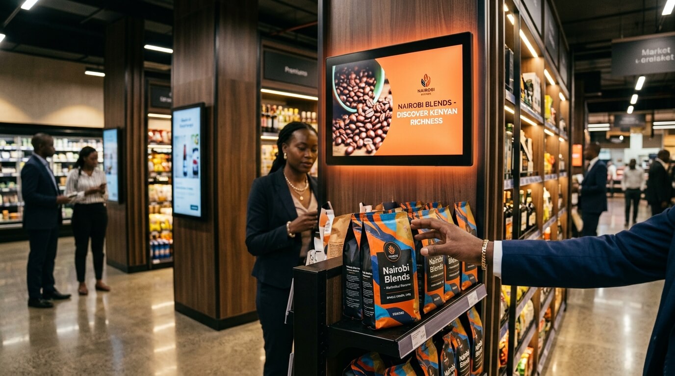 Indoor digital screen in a retail environment