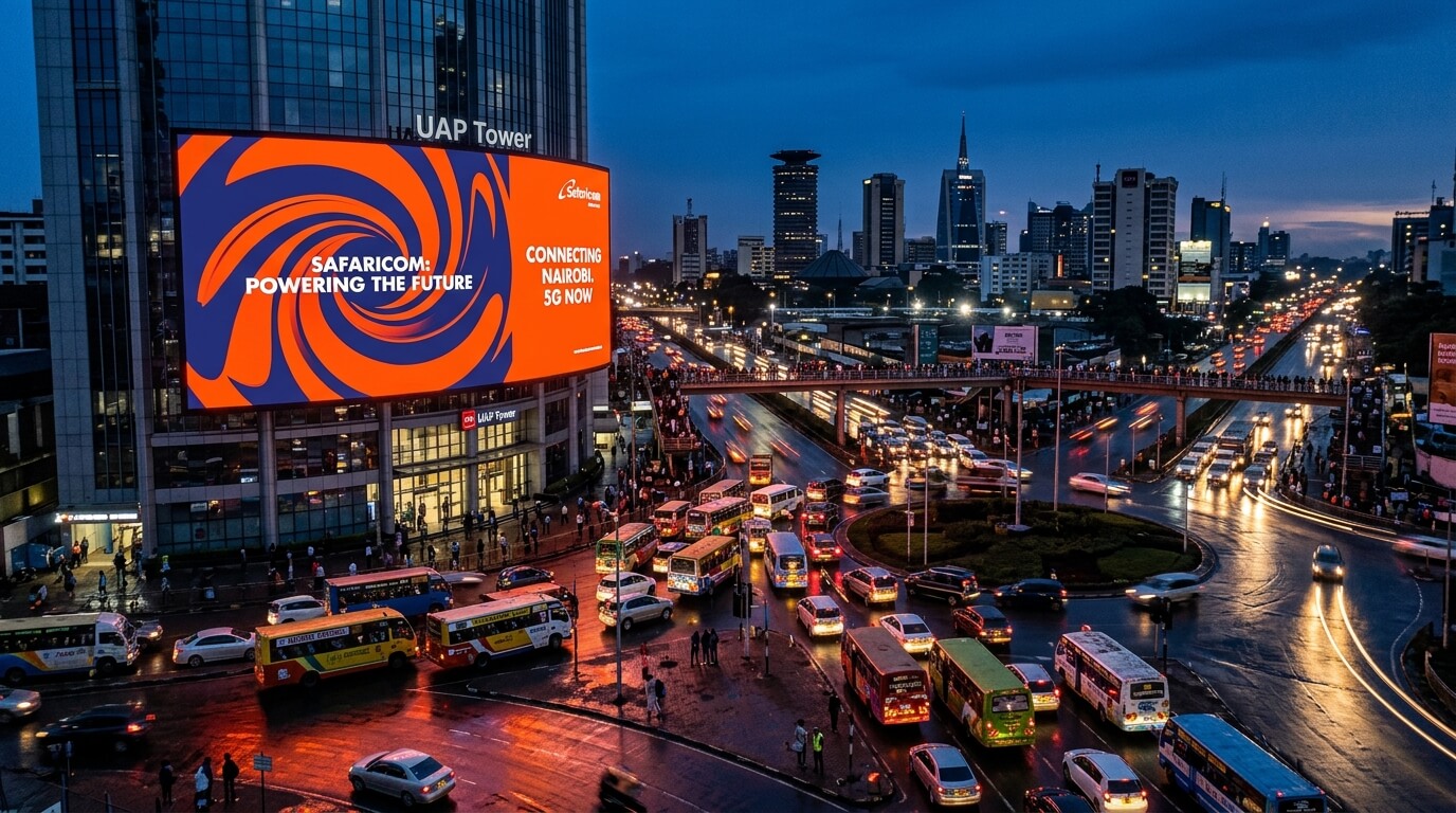 4K digital billboard on a busy Nairobi road